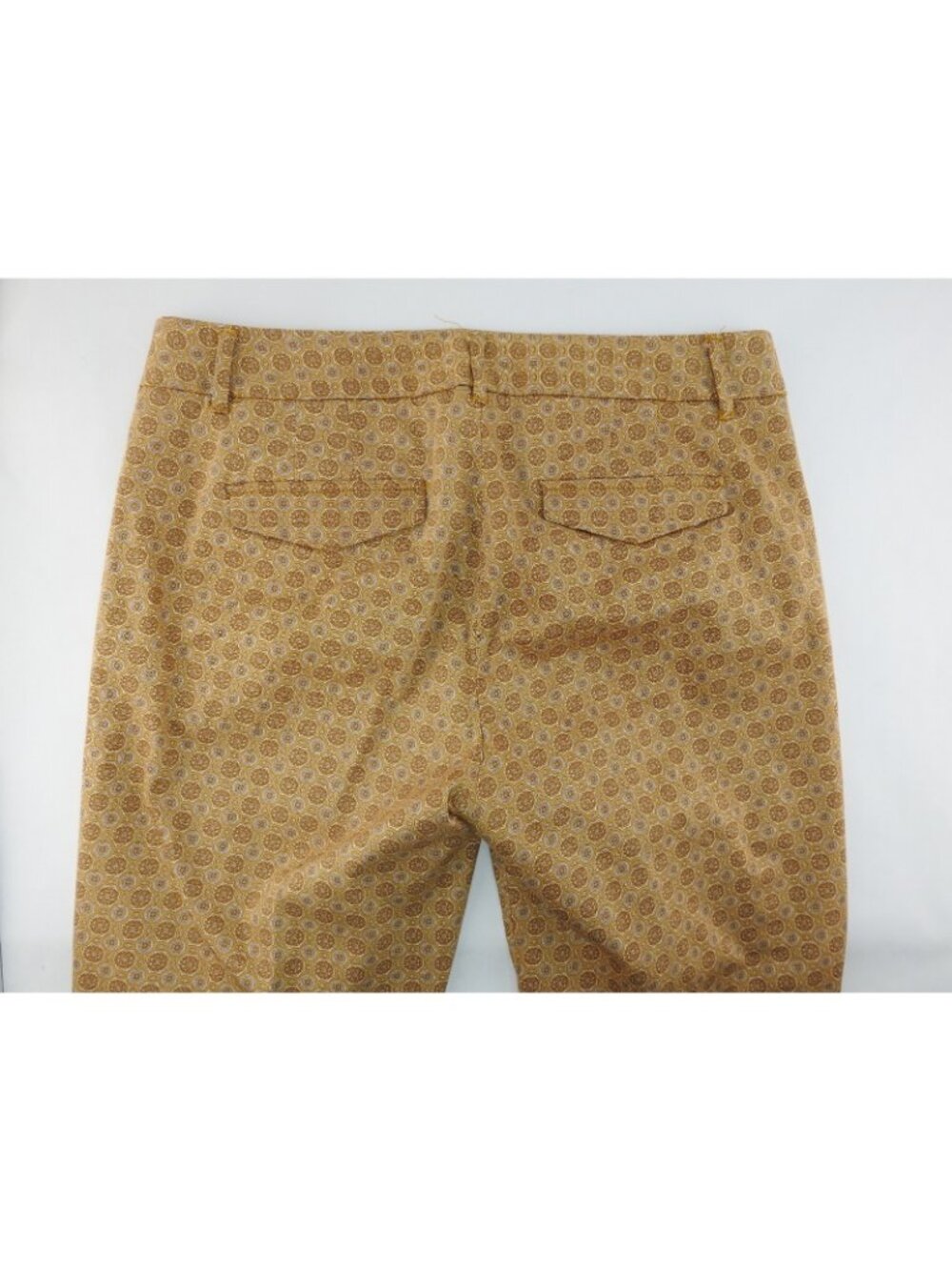 J Crew City Fit Printed Pants Womens Sz 6 Stretch Ankle Geormetric Gold - Picture 7 of 7